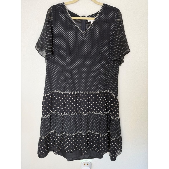Draper'S & Damon'S Dresses & Skirts - Drapers & Damons 100% Silk Polka Dot Tiered Dress Black White Size 16P